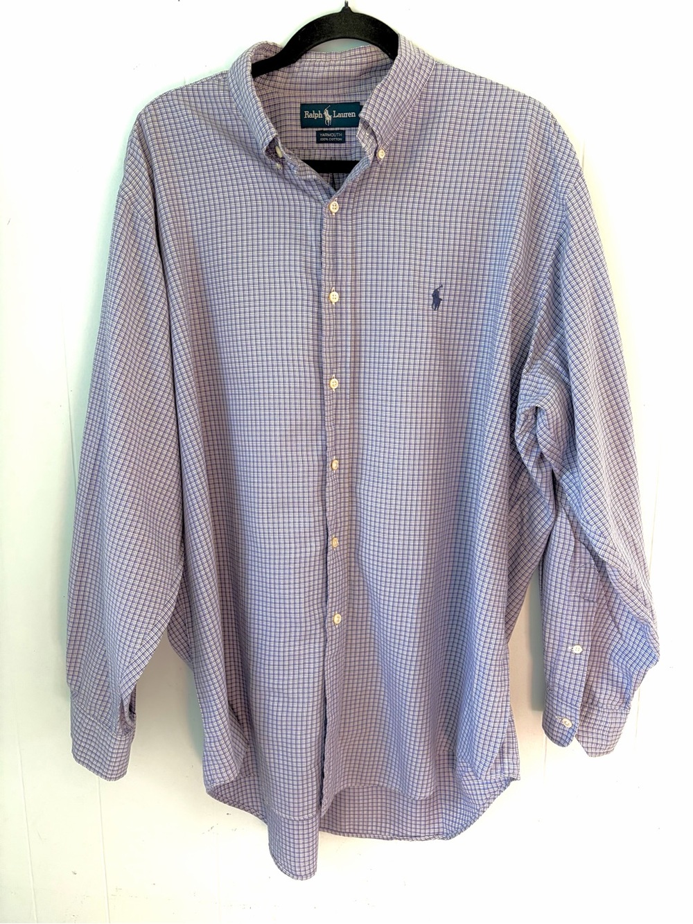 Ralph Lauren Men's Purple Check Button-Down Shirt 17 34/35 L XL